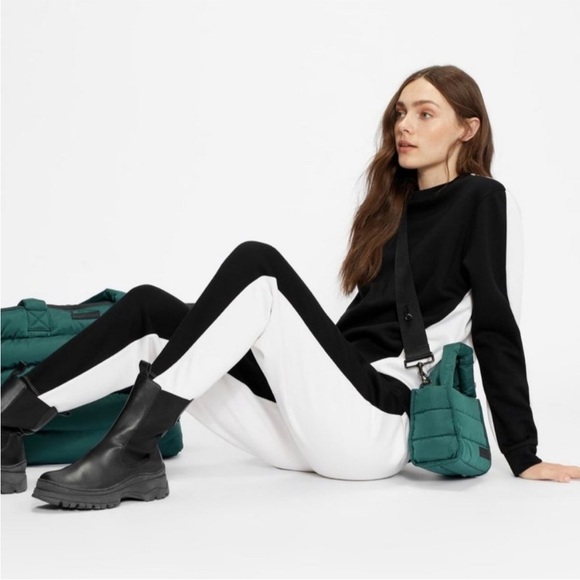 Ted Baker London Stephie Colorblock Cotton Blend Joggers in Black White 6/8 - Picture 2 of 12